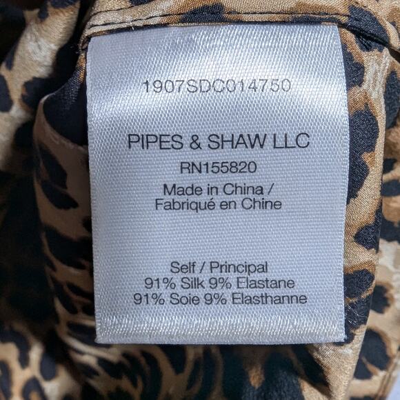 Veronica Beard Ann Beige Leopard Print Silk Keyhole Neck Button Blouse Sz 2 - Picture 4 of 5